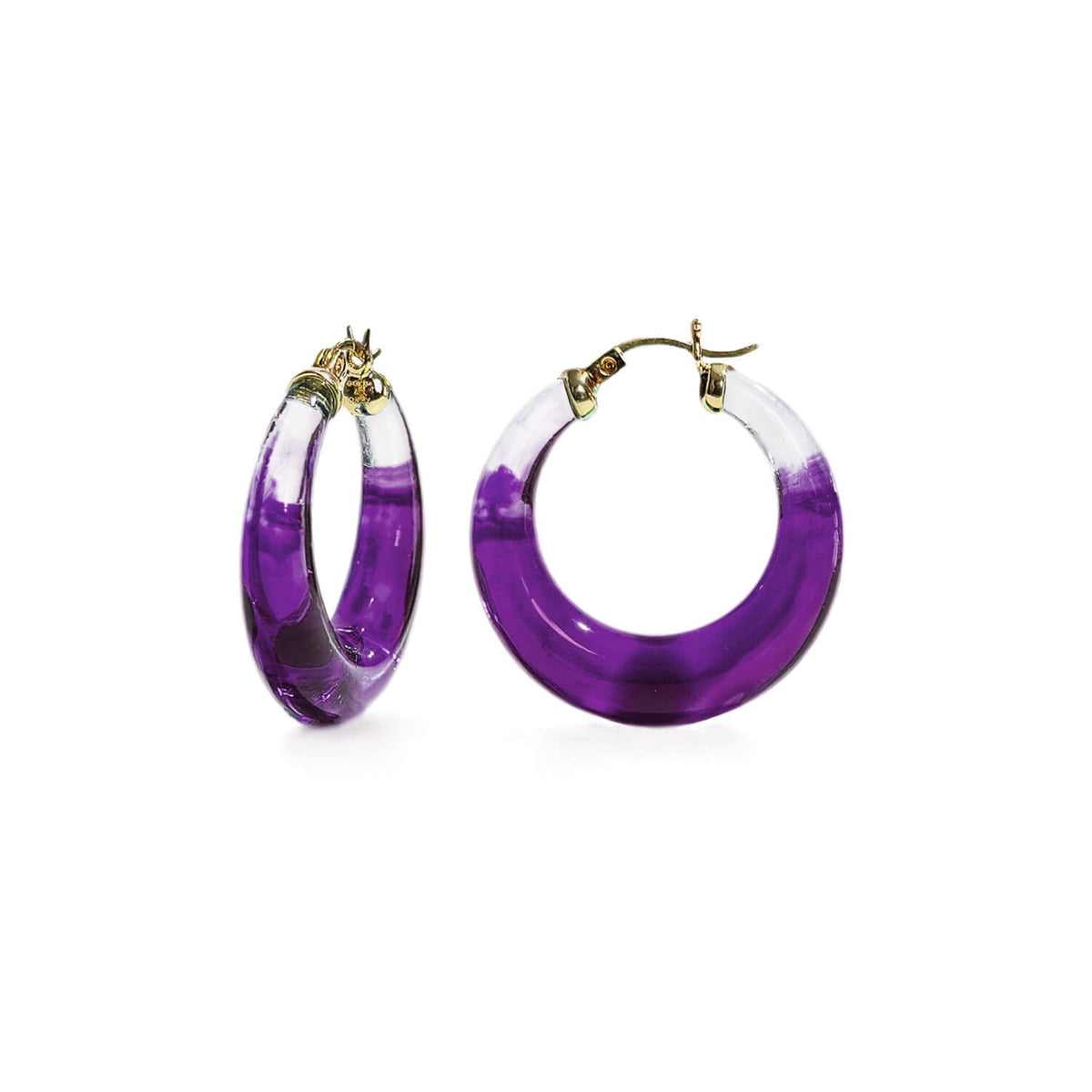 Gold & Honey Painted Graduated Lucite Hoop Earrings
