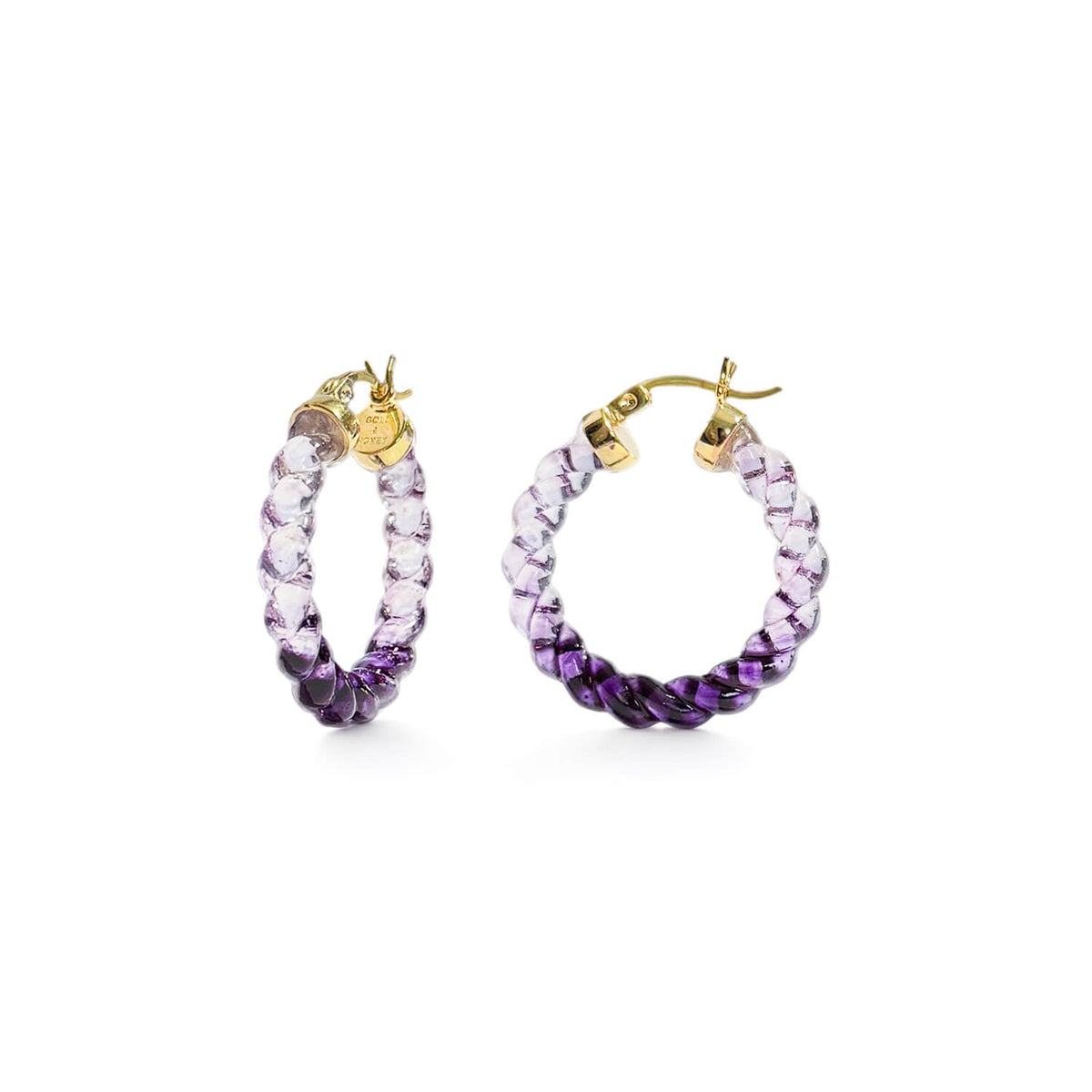 Gold & Honey Painted Mini Rope Lucite Hoop Earrings