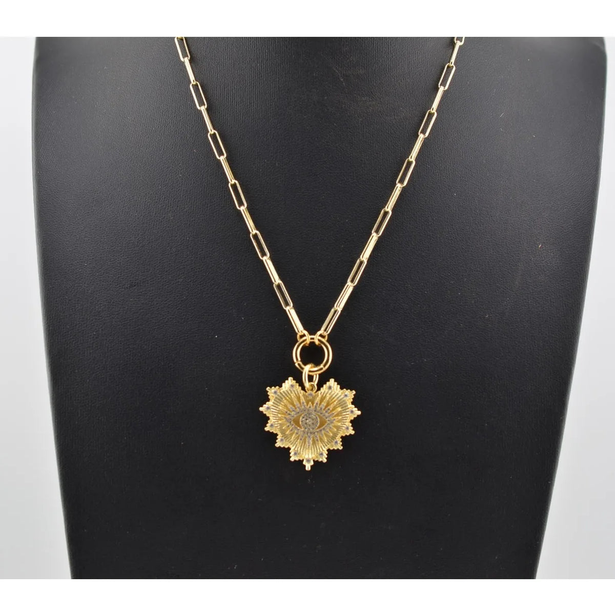 Rachel Reinhardt 14K Vermeil Paperclip Necklace with Heart Pendant