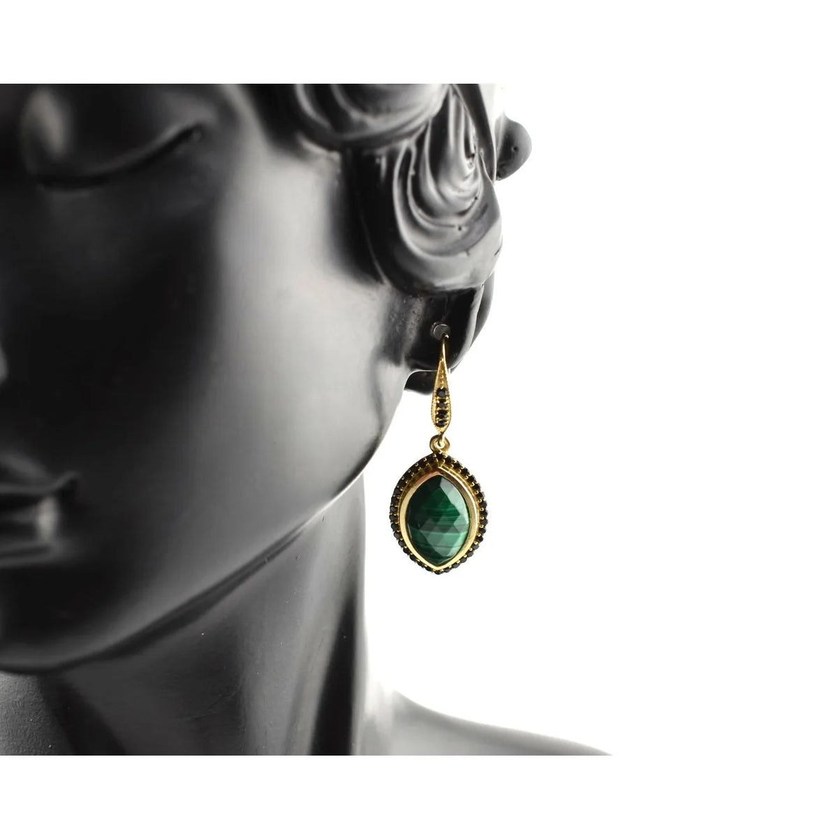 Rachel Reinhardt Malachite and Pave Teardrop Earrings