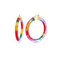 Gold & Honey Rainbow Painted INSTYLE Lucite Hoop Earrings