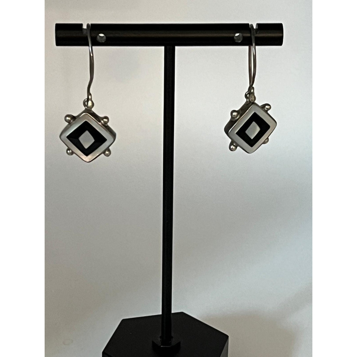 Rare Aceloni Vintage sterling mother of pearl, black onyx inlay signed - Sarasotabydesign