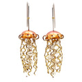Alison Morse Red Copper Jellyfish Earrings with White Pearls and Hypoallergenic Niobium Earwires