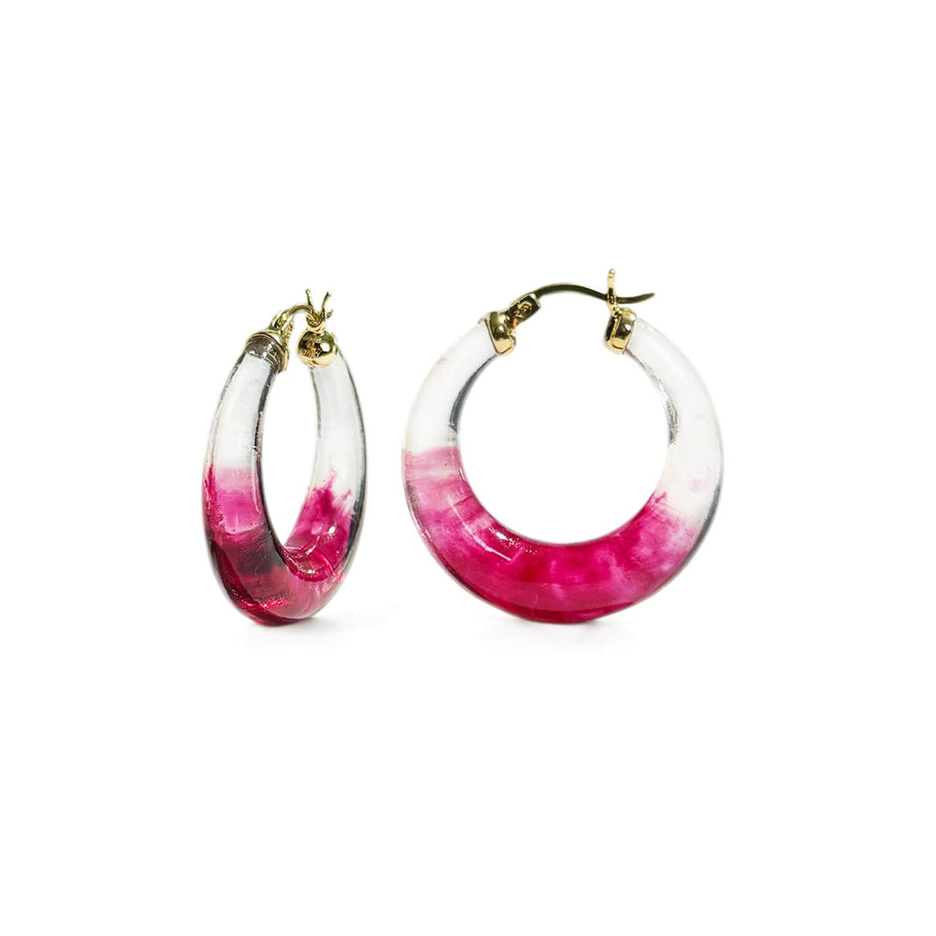 Gold & Honey Painted Graduated Lucite Hoop Earrings