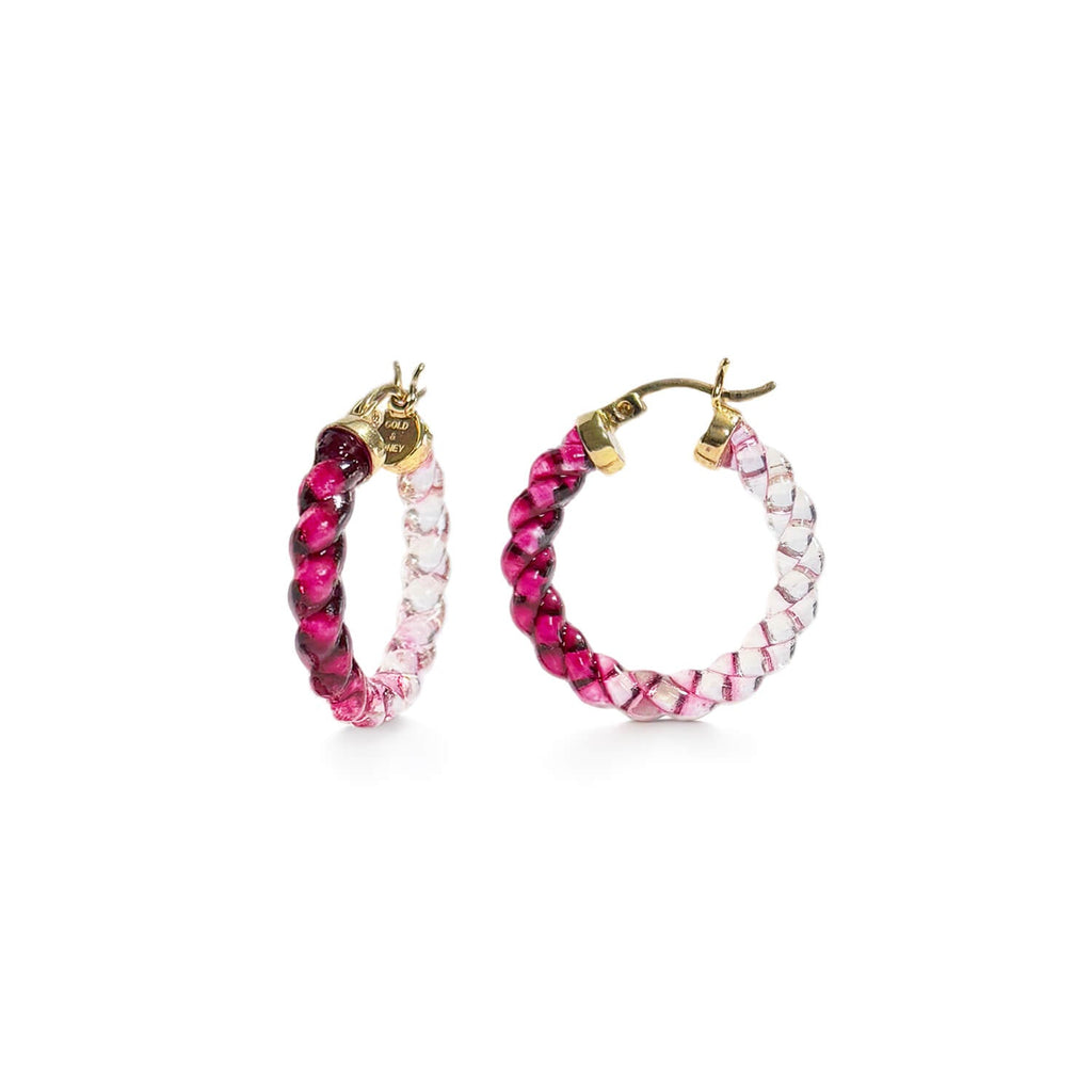Gold & Honey Painted Mini Rope Lucite Hoop Earrings