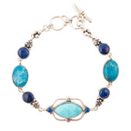 Barse Jewelry Regal Blue Turquoise and Apatite Sterling Silver Link Bracelet
