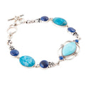 Barse Jewelry Regal Blue Turquoise and Apatite Sterling Silver Link Bracelet