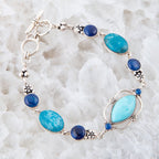 Barse Jewelry Regal Blue Turquoise and Apatite Sterling Silver Link Bracelet