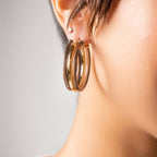 Gold & Honey Ridge Lucite Hoop Earrings