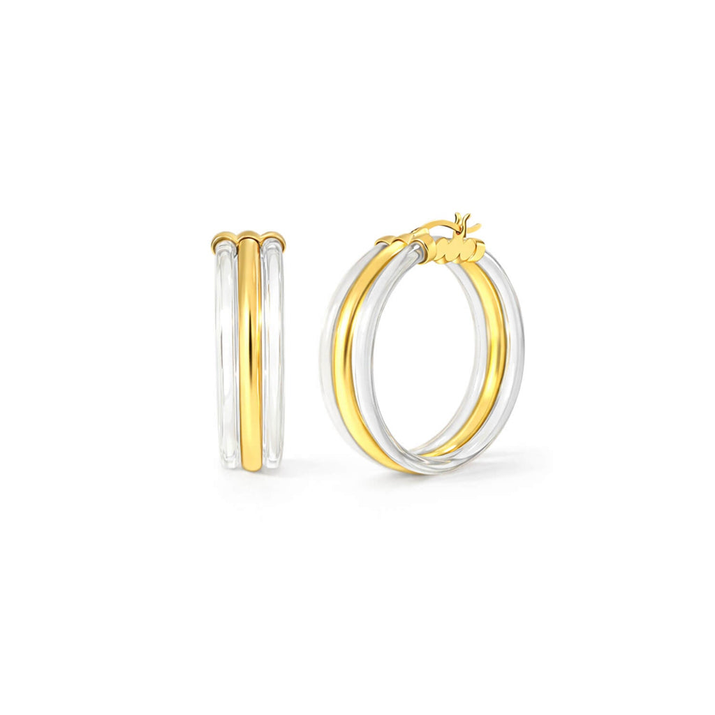 Gold & Honey Ridge Lucite Hoop Earrings