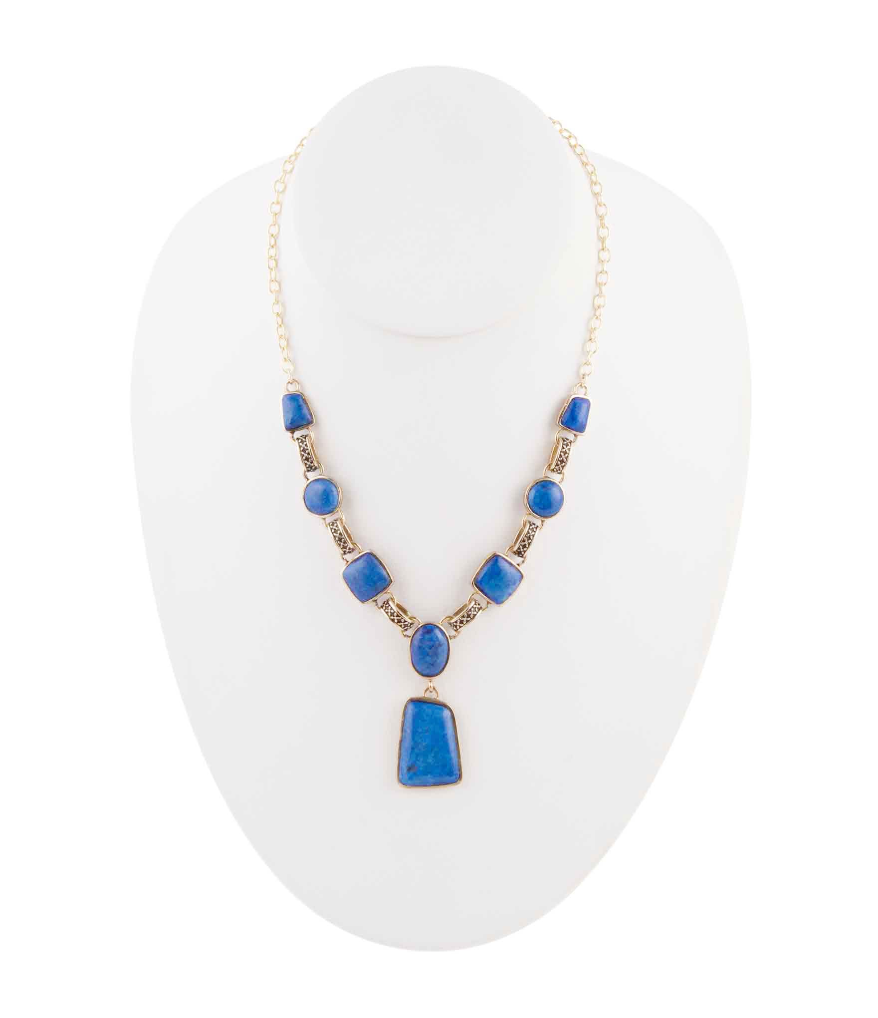 Barse Jewelry Royal Blue Lapis Golden Pendant Necklace