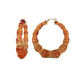 Gold & Honey Rum & Coke Lucite Bamboo Hoop Earrings