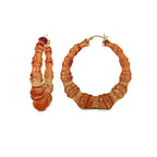 Gold & Honey Rum & Coke Lucite Bamboo Hoop Earrings