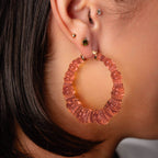 Gold & Honey Rum & Coke Lucite Bamboo Hoop Earrings