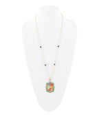 Barse Jewelry Scenic Floral and Blue Turquoise Golden Pendant Necklace