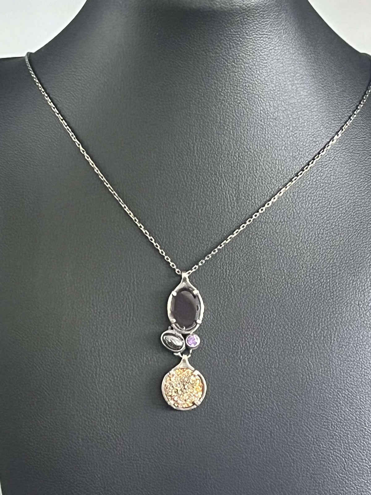 Silpada Sterling Silver Long Chain Multiple Gemstone Pendant Necklace