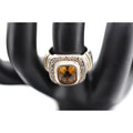 SLV 925 Sterling 14K Gold Diamond Citrine Ring Size 7.75
