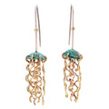 Alison Morse Mini Green Jellyfish Earrings with White Pearls and Hypoallergenic Niobium Earwires