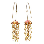 Alison Morse Mini Red Copper Jellyfish Earrings with White Pearls and Hypoallergenic Niobium Earwires