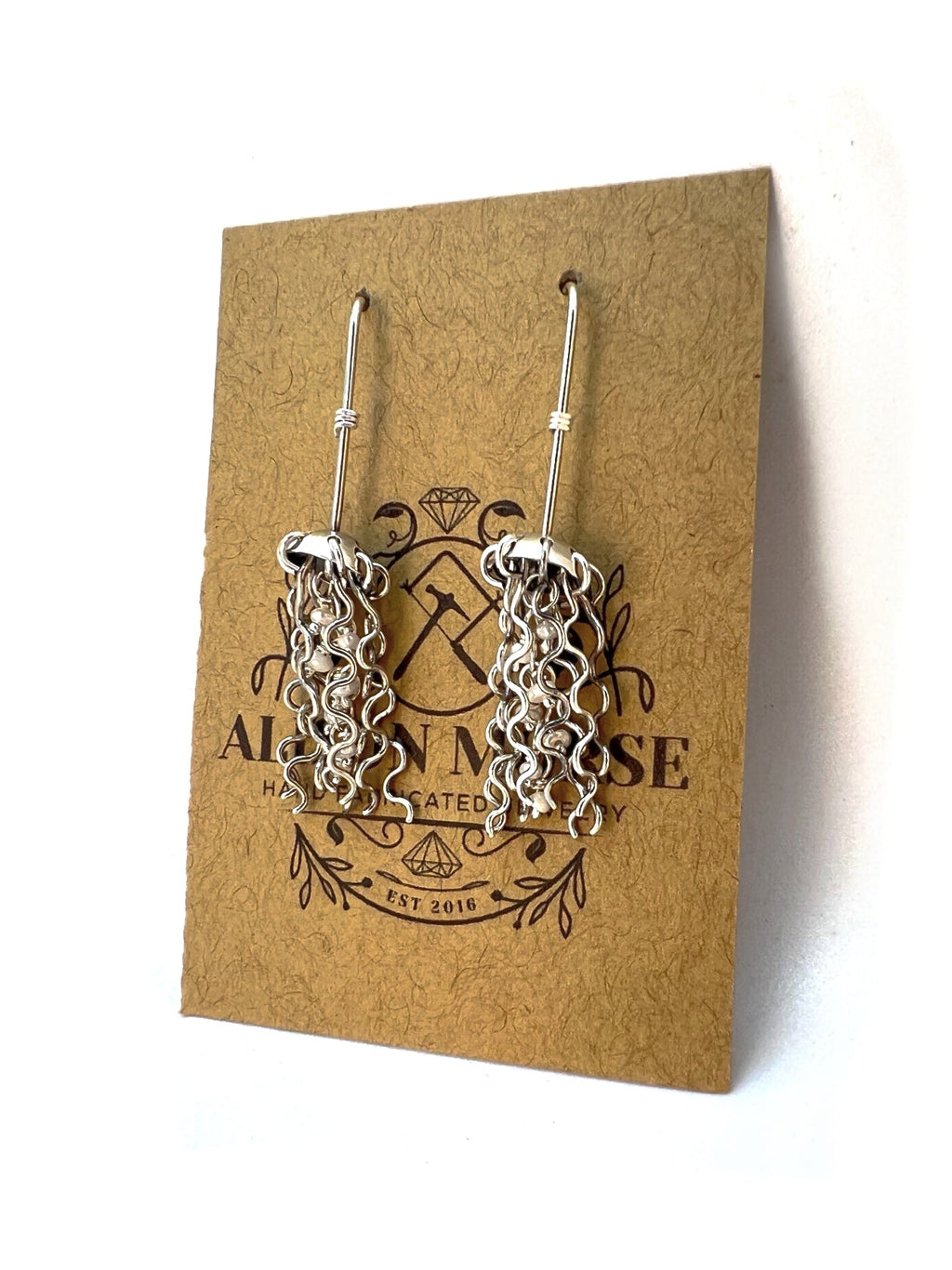 Alison Morse Mini Jellyfish Earrings in Sterling Silver with White Pearls and Hypoallergenic Niobium Earwires