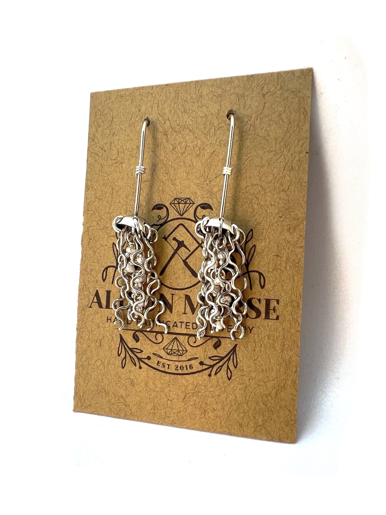 Alison Morse Mini Jellyfish Earrings in Sterling Silver with White Pearls and Hypoallergenic Niobium Earwires