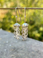 Alison Morse Mini Jellyfish Earrings in Sterling Silver with White Pearls and Hypoallergenic Niobium Earwires
