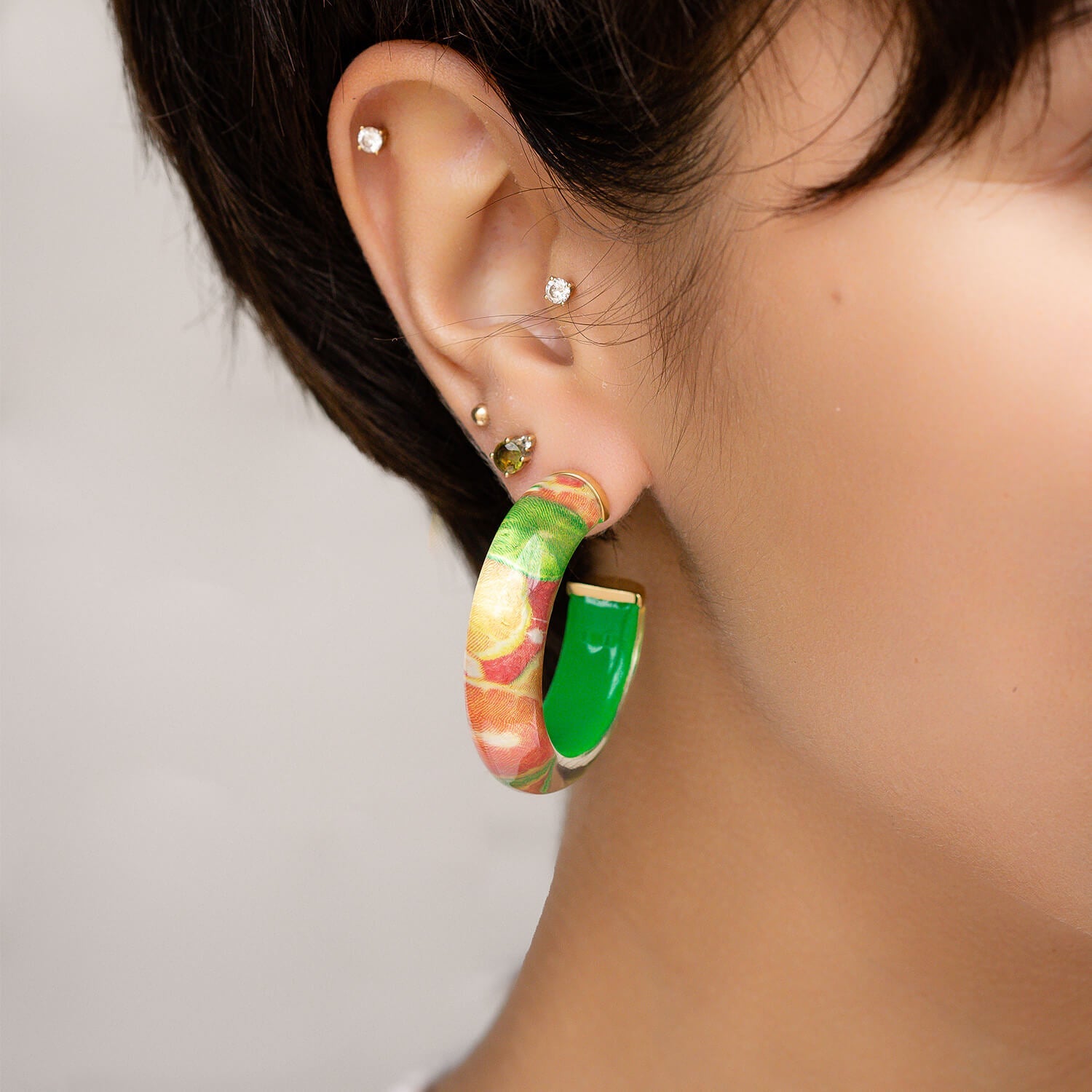 Gold & Honey Sour Illusion Hoop Earrings