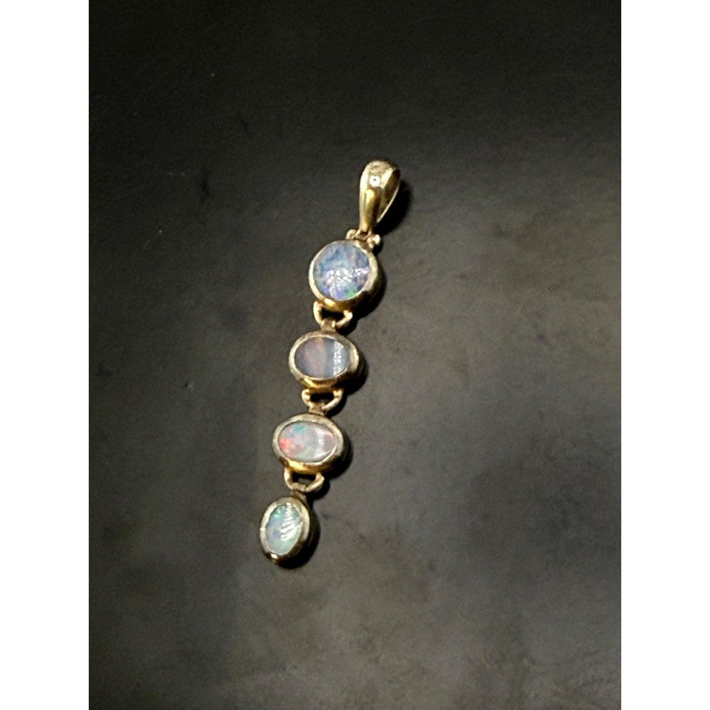 Sterling Silver Multiple Black Opals Pendant - Sarasotabydesign