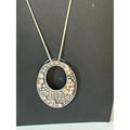 Sterling silver pink rhinestones marcasite pendant necklace - Sarasotabydesign
