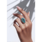 Sterling Silver Zuni Kenny Lonjose Handmade Kingman Turquoise Ring Size 8 - Sarasotabydesign
