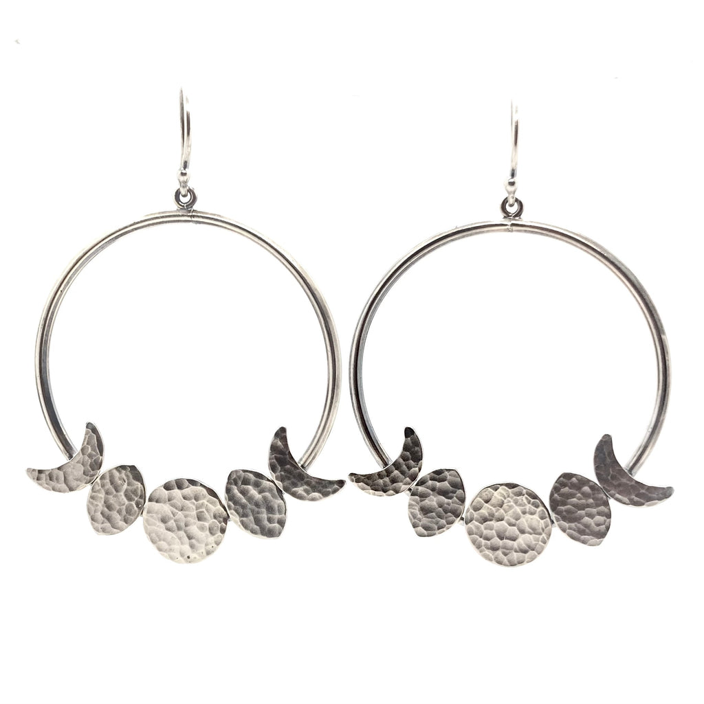 Alison Morse Moon Phase Hoop Earrings in Sterling Silver