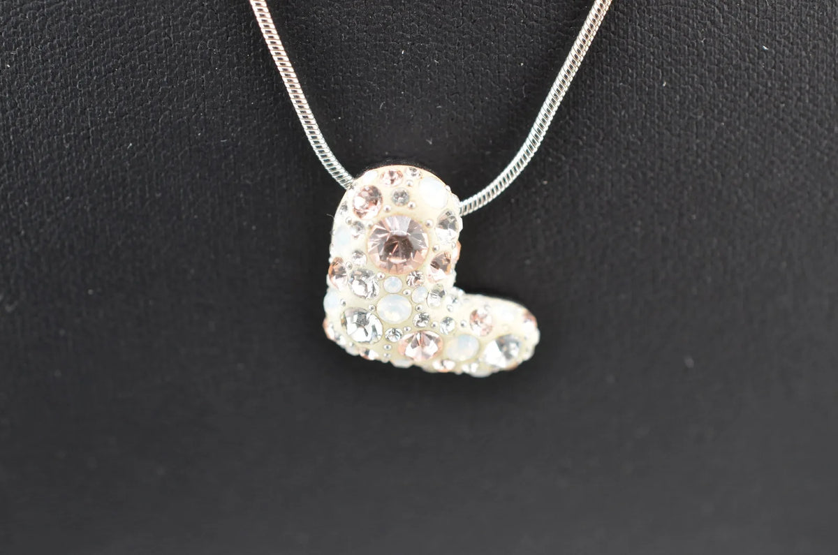 Swarovski Crystal-Enameled Puffy Heart Pendant Necklace