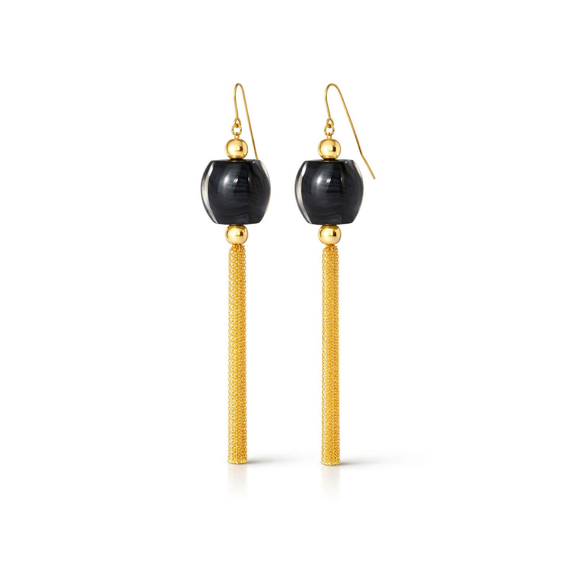 Gold & Honey Tassel Bead Drop Earrings