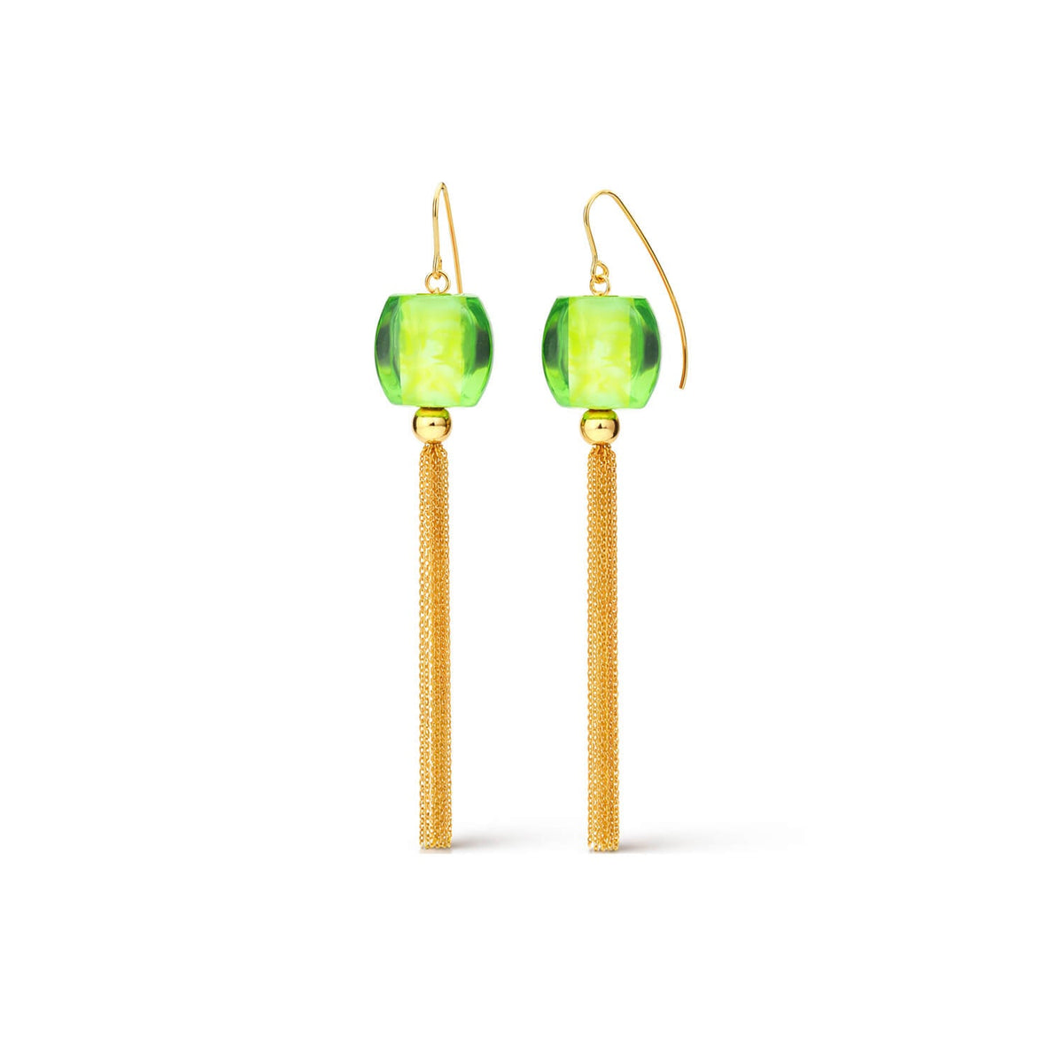 Gold & Honey Tassel Bead Drop Earrings
