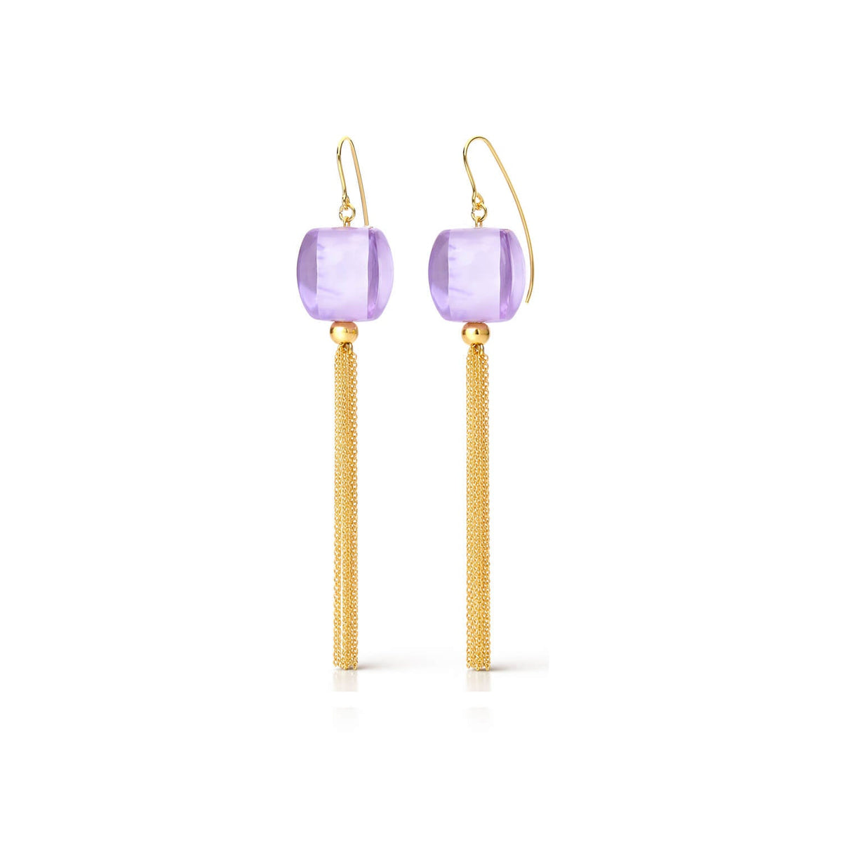 Gold & Honey Tassel Bead Drop Earrings