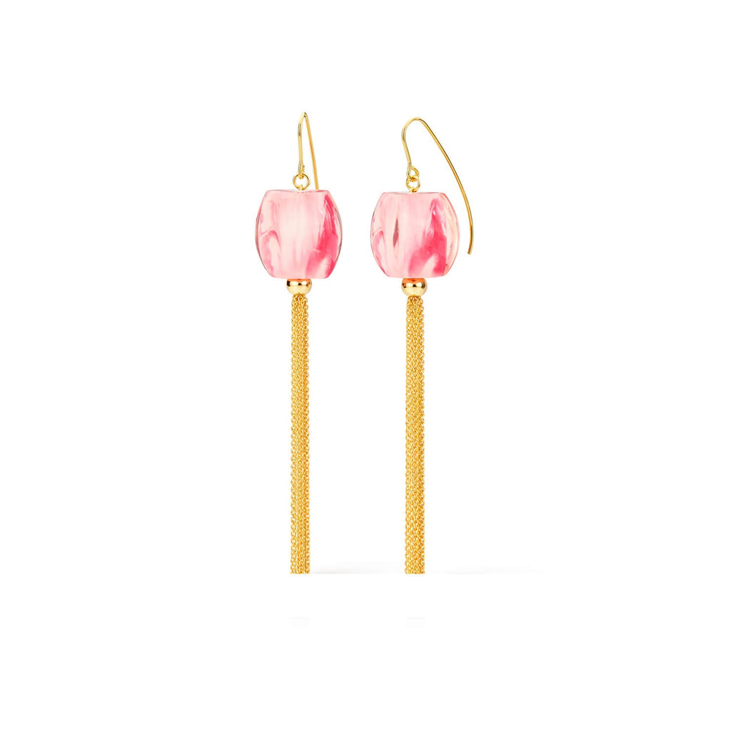 Gold & Honey Tassel Bead Drop Earrings