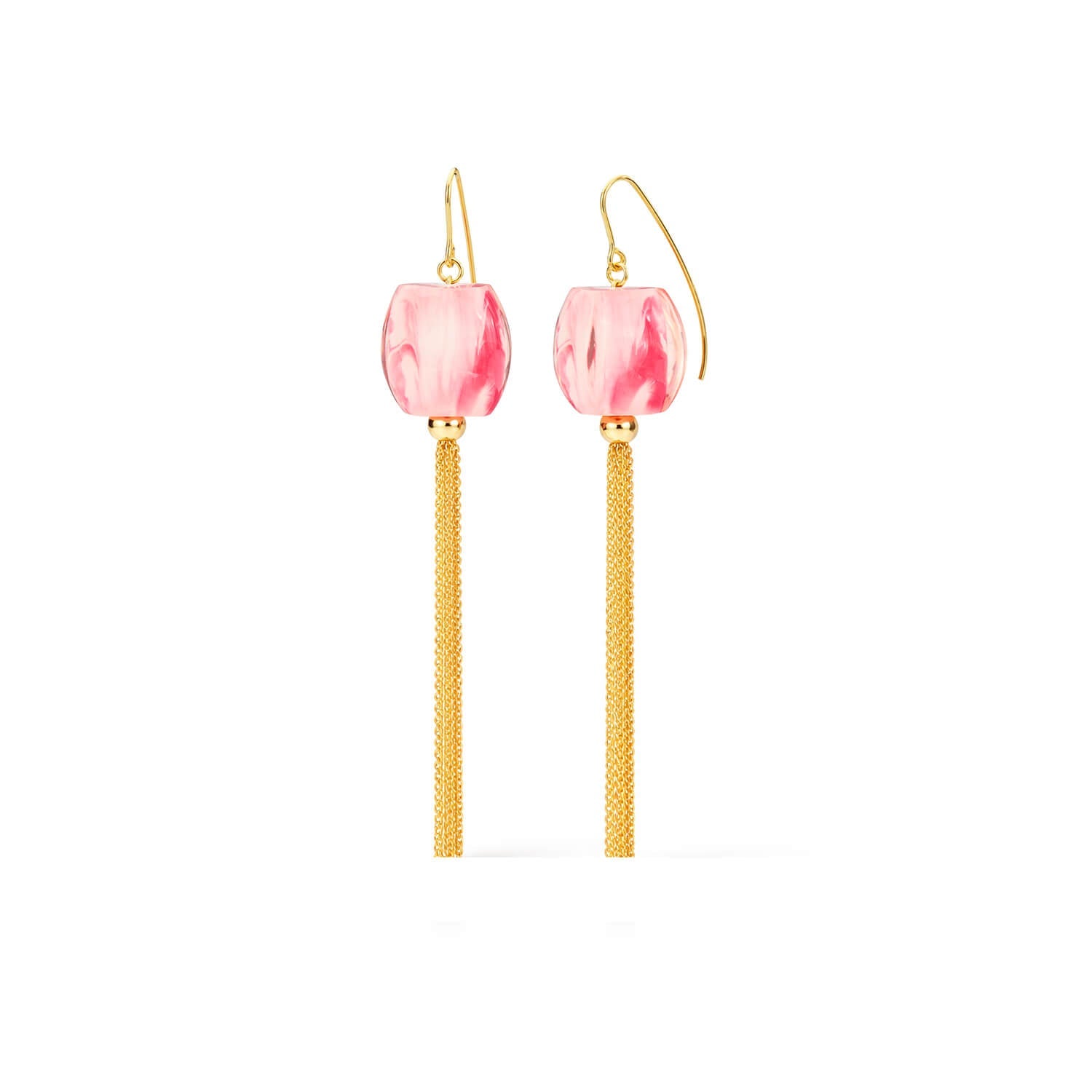 Gold & Honey Tassel Bead Drop Earrings