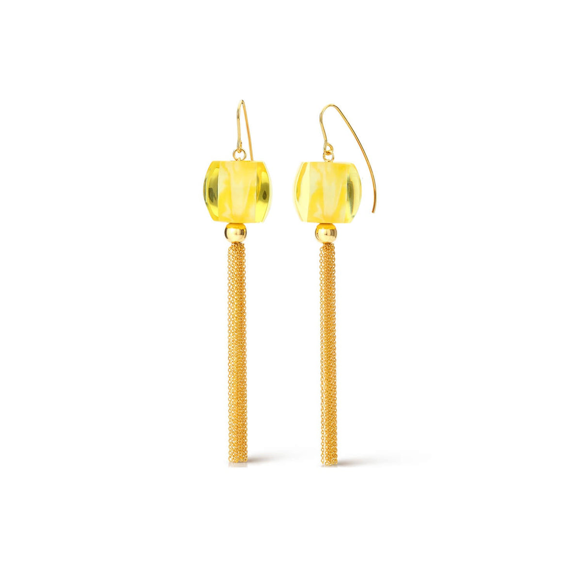 Gold & Honey Tassel Bead Drop Earrings