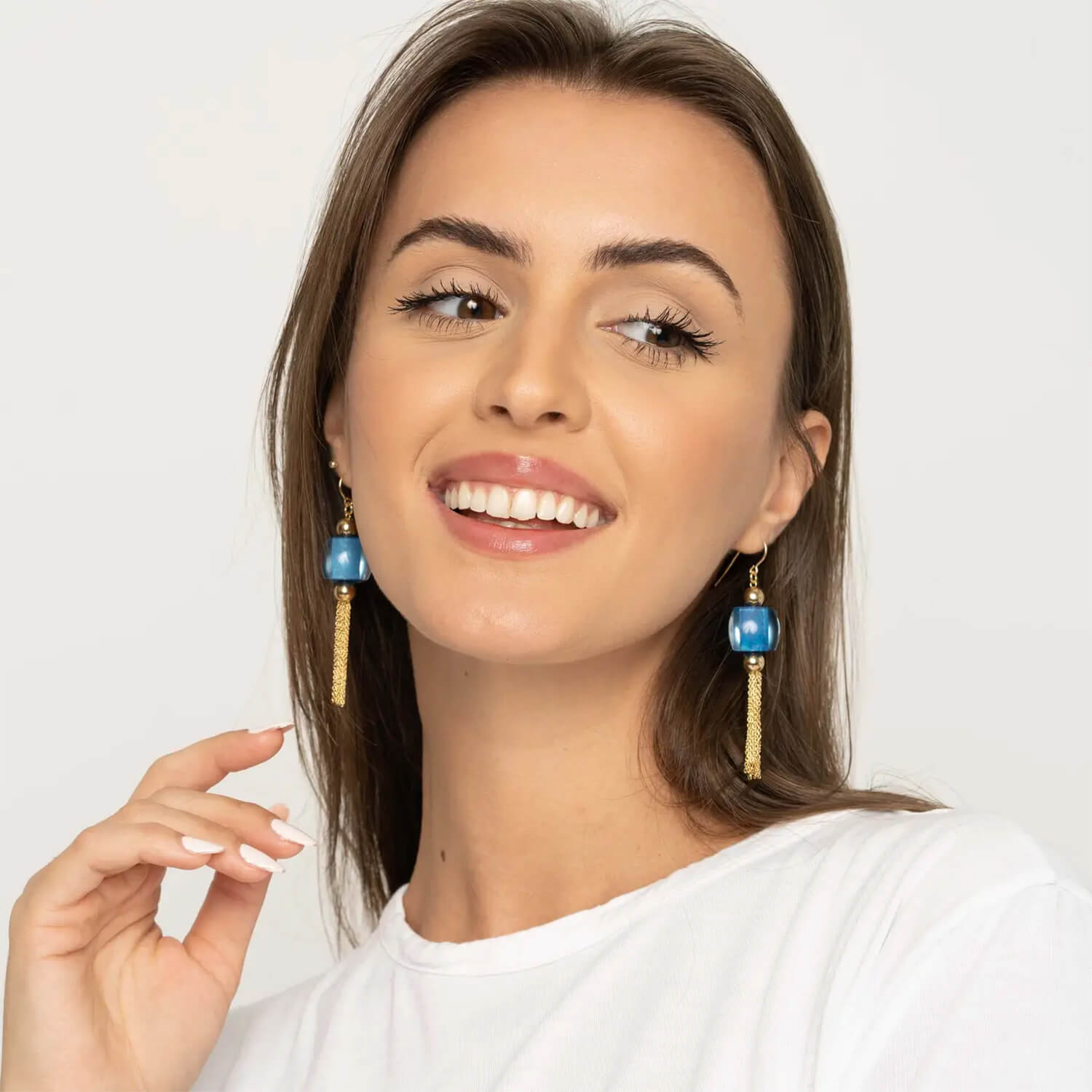 Gold & Honey Tassel Bead Drop Earrings
