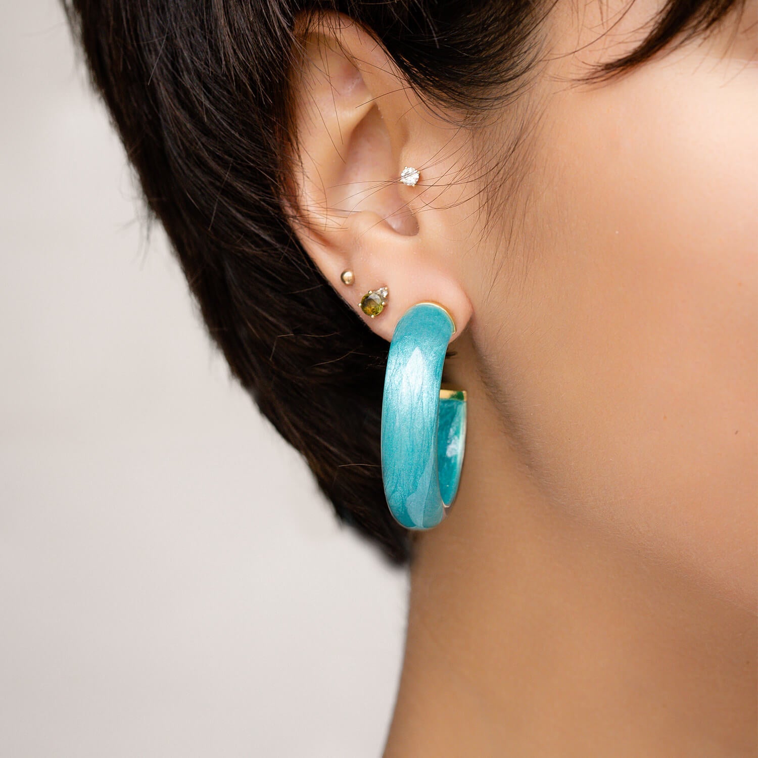 Gold & Honey Small Illusion Lucite Hoop Earrings