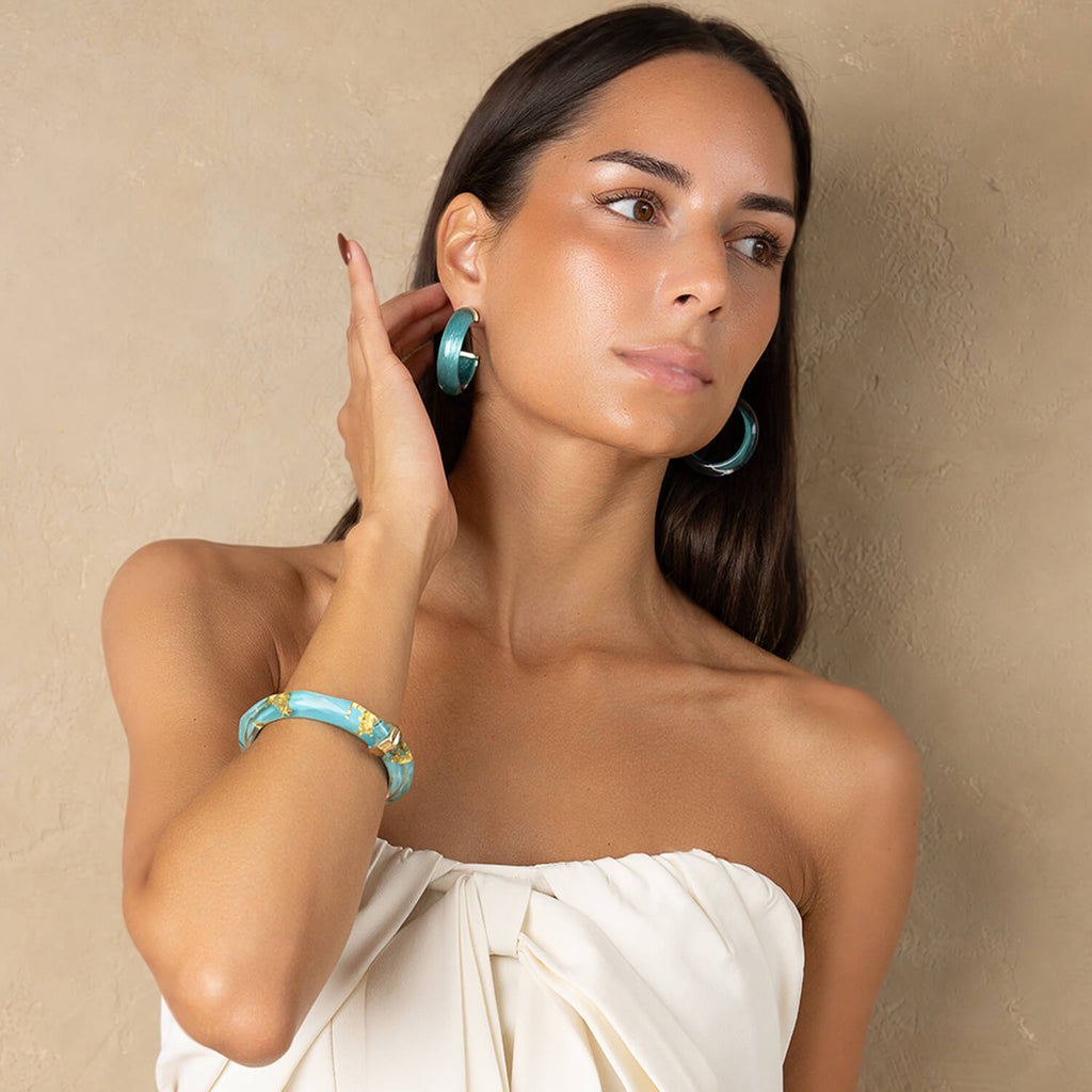 Gold & Honey Small Illusion Lucite Hoop Earrings