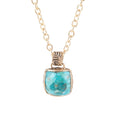 Barse Jewelry Carved Blue Turquoise Stone Golden Pendant Necklace