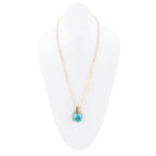 Barse Jewelry Carved Blue Turquoise Stone Golden Pendant Necklace