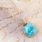 Barse Jewelry Carved Blue Turquoise Stone Golden Pendant Necklace