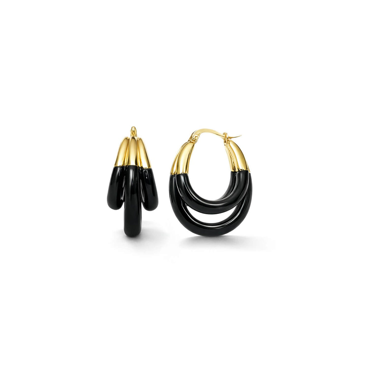 Gold & Honey Triple Hoop Lucite Earrings