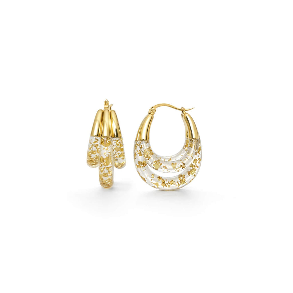 Gold & Honey Triple Hoop Lucite Earrings