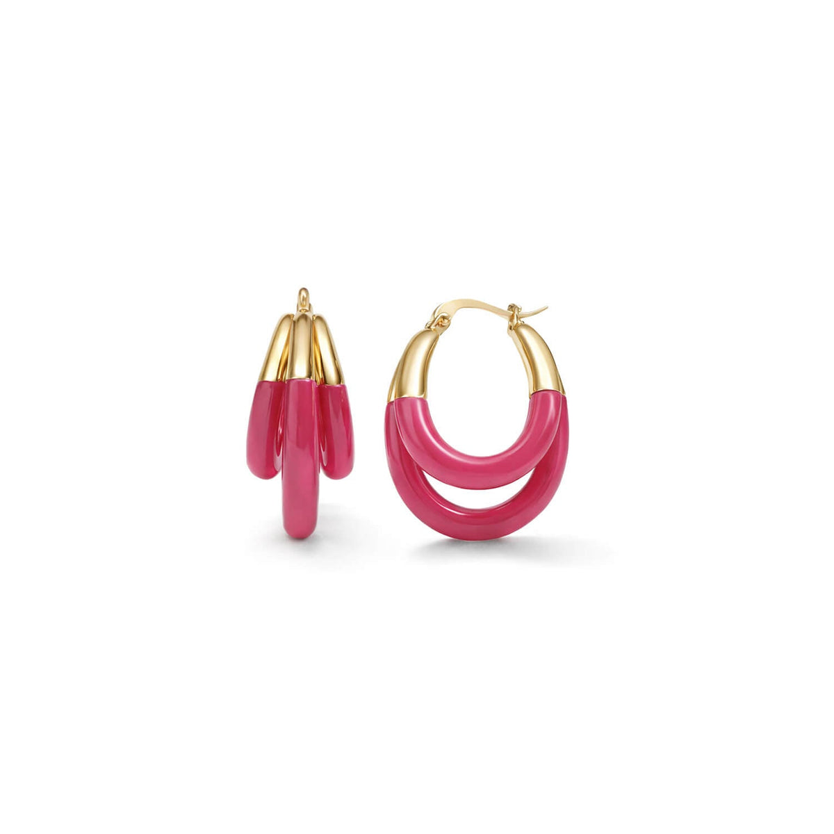 Gold & Honey Triple Hoop Lucite Earrings