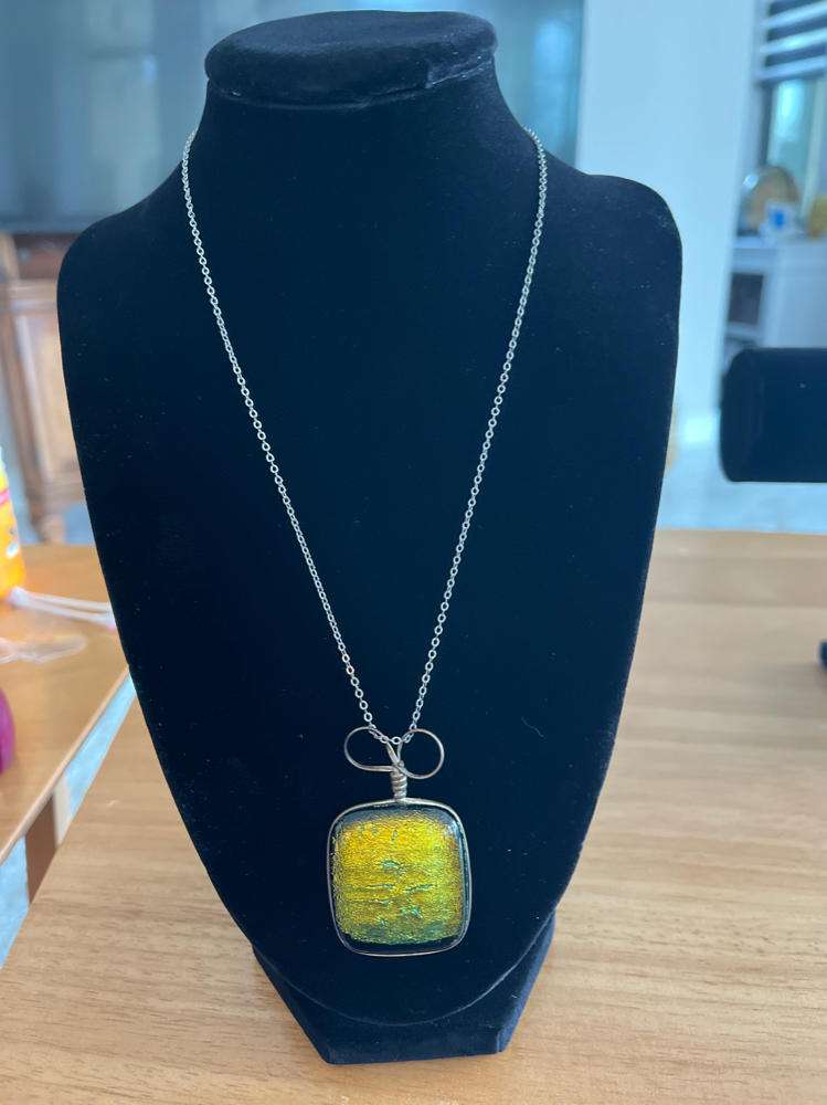 Antique Dichroic Yellow Glass Pendant