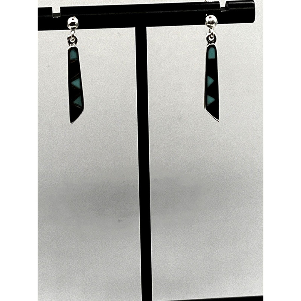 Vintage 925 Sterling Silver Turquoise Dangle Earrings - Sarasotabydesign