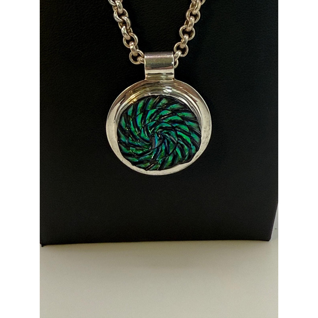 Vintage Abalone Swirl 925 Sterling Silver Pendant Necklace - Sarasotabydesign